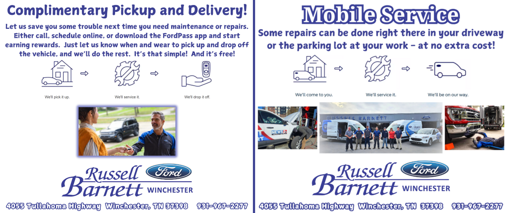 Russell Barnett Ford of Winchester Mobile Service and Pickup and Delivery