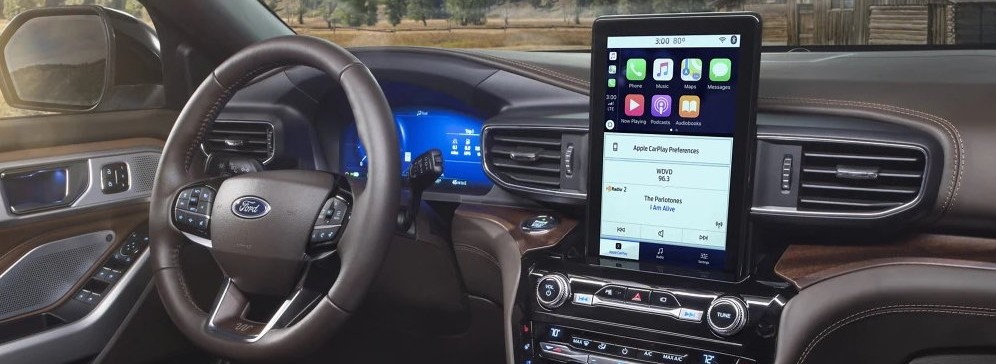 Apple CarPlay displayed in a 2025 Ford Explorer - As a part of Russell Barnett Ford's guide to Apple CarPlay and Android Auto